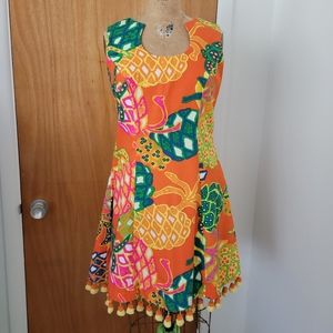 Vintage Pineapple Print Mini Dress